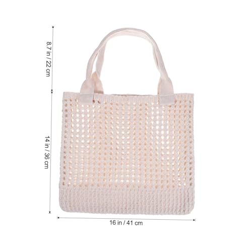 POPETPOP Gewebte Schultertasche Damen Crochet Strandtasche Leicht Hollow Design Modisch Umhängetasche Für Alltag Urlaub von POPETPOP