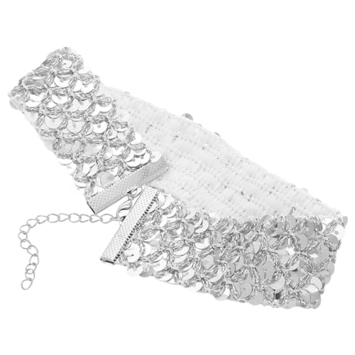 POPETPOP Schmuckhalskette Mit Metallpailletten Glänzendes Kurzes Für Silberne Halskette Party-kostümschmuck Für Abschlussballpartys Und Hochzeiten von POPETPOP