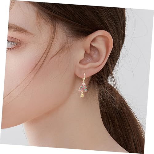 POPETPOP Glitzernde Weihnachtsbaum Ohrringe aus Robustem Zinklegierung mit Funkelnden Zirkonia Handgefertigt Festlicher Ohrhänger für Damen Vielseitig zu Weihnachts und Festtagsoutfits von POPETPOP