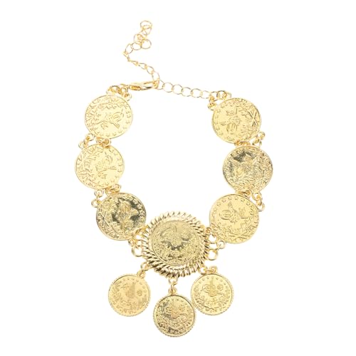 POPETPOP Goldene Quasten Fußkette mit Münzen Eleganter Schmuck für Frauen Leichtes Fußkettchen für Hochzeit Strand und Party Verstellbares Design Stilvolles Accessoire für Braut und Gäste von POPETPOP