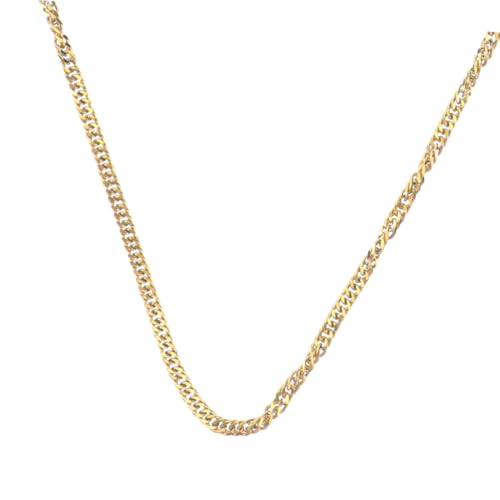 POPETPOP Goldene Retro Choker Halskette Doppelverschluss Outdoor Hip Hop Schmuck aus Titanstahl für Partys und Kostümfest von POPETPOP