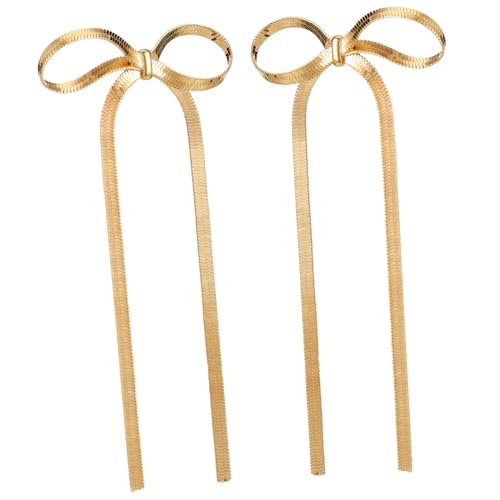 POPETPOP Goldene Schleifen Ohrringe Damen Bow Drop Dangle Ohrringe Minimalistisches Design Vielseitig für Hochzeit Party Alltag Feine Handwerkskunst von POPETPOP