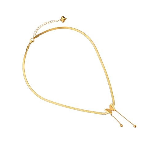 POPETPOP Goldene Schmetterling Anhänger Halskette Zarte Schlüsselbeinkette Dekorative Halskette Elegantes Schmuckaccessoire für Damen Besondere Anlässe von POPETPOP