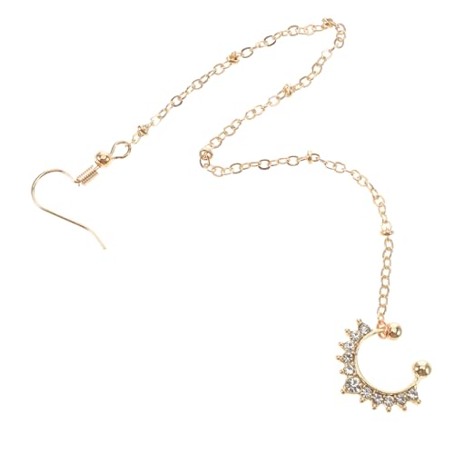 POPETPOP Goldener Clip Nasenring mit Kette Falscher Nasenschmuck Piercing Leichter Metallring mit Strasssteinen Inspiriert von Indischem Tanz und Afrikanischer Kultur Damen Schmuck von POPETPOP