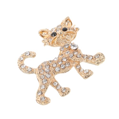 POPETPOP Goldfarbene Niedliche Katzenbrosche aus Kristalllegierung Modische Anstecknadel für Kleidung Rucksack und Accessoires Vielseitiges Schmuckstück für Damen und Geschenke von POPETPOP