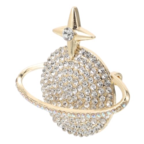 POPETPOP Goldfarbene Planet Brosche Anstecknadel für Damen Emaille Abzeichen Modischer Schalclip Vielseitiger Schmuck für Bluse Cardigan und Mantel Verarbeitung Eleganter Look von POPETPOP