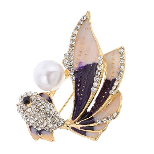 POPETPOP Goldfisch Brosche mit Farbigem Farbverlauf Meerestier Schmuck Zinklegierung Langlebig Feine Handarbeit Anstecknadel für Strickjacken Schals und Hüte Damen Accessoire von POPETPOP