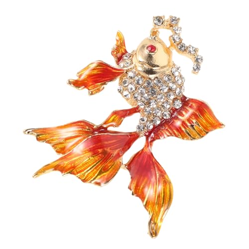 POPETPOP Goldfisch Brosche mit Strasssteinen Damen Anstecknadel Tier Lapel Pin für Kleidung Wiederverwendbar Langlebig Geeignet für Festliche Anlässe und Freizeit Modisches Accessoire für von POPETPOP