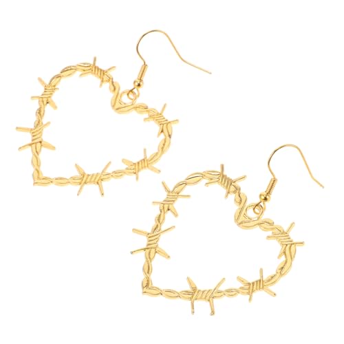 POPETPOP Gothic Herz Ohrringe aus Metall Mesh mit Design Punkige Baumelnde Ohrhänger in Goldoptik Kreative Halloween Schmuck für Frauen und Mädchen von POPETPOP