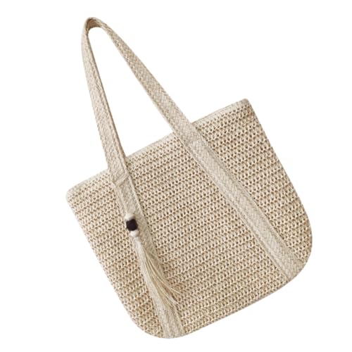 POPETPOP Große Damen Strandtasche Geflochtene Handtasche Leicht Tragbar Sommer Korbtasche Schultertasche Für Outdoor Urlaub Einkaufen Und Alltag von POPETPOP