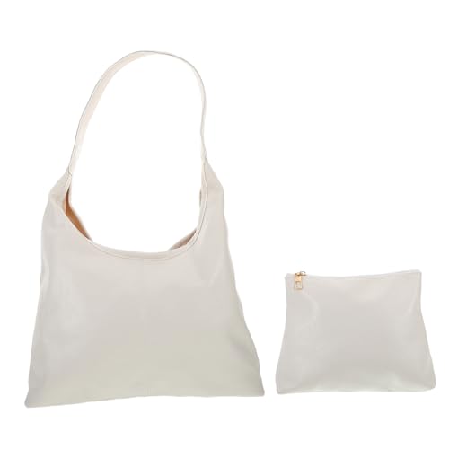 POPETPOP Große Damen Tote Bag mit Abnehmbarem Kleinen Beutel Weiches Material Geräumige Crossbody Schultertasche für Arbeit Shopping Reisen und Alltag Modischer Weißer Handtaschen Sling von POPETPOP