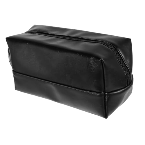 POPETPOP Große Herren Kulturtasche aus Dickem Kunstleder Robuster Reise Kulturbeutel mit Handgriff Multifunktionaler Wasserdichter Waschbeutel für Make Up und Toilettenartikel Tragbarer von POPETPOP