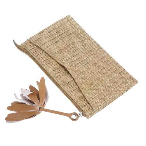 POPETPOP Große Kapazität Stroh Imitat Clutch Handtasche Damen Geflochtene Strandtasche Urlaub Stil Alltag Party Tasche von POPETPOP
