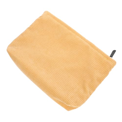 POPETPOP Große Kosmetiktasche Retro Stil Schminktasche aus Weichem Cord Makeup Organizer Reise Kulturbeutel Damen Gelb mit Viel Stauraum und Elegantem Vintage Design von POPETPOP