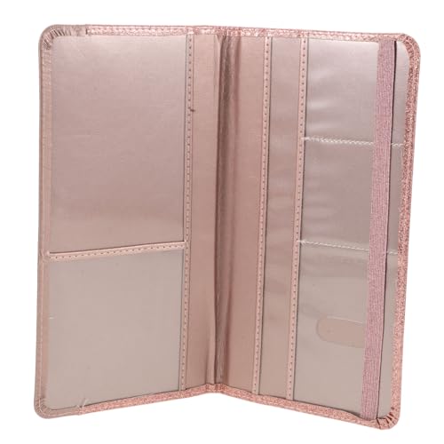 POPETPOP Große PU Reisepass Damen mit Vielen Fächern Multifunktionaler Reiseorganizer für Dokumente und Karten Kompakte Leichte Geldbörse in Roségold für Unterwegs und Reiseunterlagen von POPETPOP