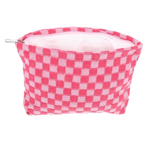 POPETPOP Große Tragbare Kosmetiktasche Damen Kariert Gestrickt Multifunktionaler Kulturbeutel für Reisen Business und Alltag Leichter Make Up Organizer mit Viel Stauraum Handliche von POPETPOP