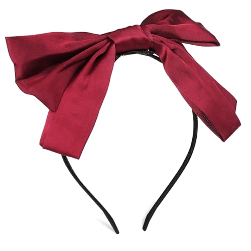 POPETPOP Großes Rotes Schleifen Haarband Damen Haarschmuck Elastisch für Cosplay Partys Besondere Anlässe Modisches Stirnband mit Großem Bogen für Vielseitigen Stil von POPETPOP