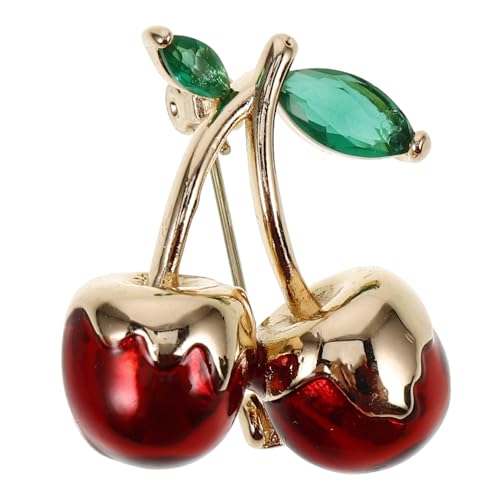 POPETPOP Grüne Zirkonia Kirsche Brosche Pin Schmuck Anstecker für Party Festival Kleidung Accessoire Leicht zu Befestigen Modischer Anstecker für Jacken Pullover Schals und Hüte von POPETPOP