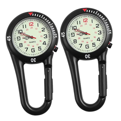 POPETPOP Gürtelclip-Uhr Und Taschenuhr Fluoreszierendes Zifferblatt Rucksack-taschenuhr-Set Schwarz Für Wandern Camping Bauarbeiter von POPETPOP