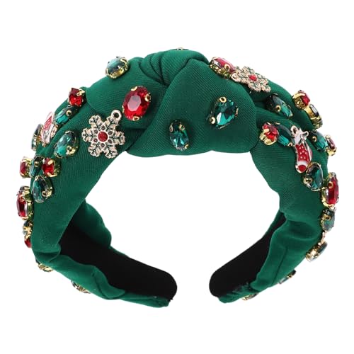 POPETPOP Dekoratives Geknotetes Weihnachtskopfbedeckungen Grünes Stirnband Turban-stirnbänder Für Frauen Geknotetes Breites Stirnband Weihnachtshaarband Weihnachtsbaum Damen Stoff Schmücken von POPETPOP