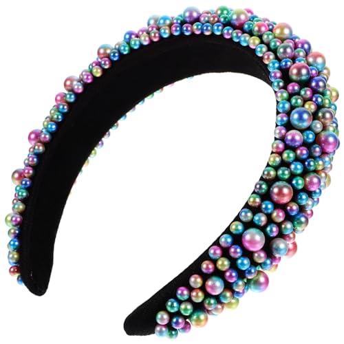 POPETPOP Haarreifen Für Frauen Barockes Stirnband Bauschiges Stirnband Make-up-stirnband Braut Haarband Haarstyling-tools Für Frauen Haarschmuck Für Frauen Gepolstert Stoff Perle Damen von POPETPOP