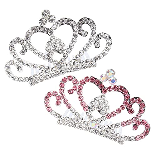 POPETPOP Haarkämme 2 Stück Haarkamm Zubehör Kleine Tiara Kristall Stirnband Brautschmuck Strass Diademe Kamm Geburtstags Kopfschmuck Baby Tiara Babykamm Kinder Haar Accessoire Prinzessin von POPETPOP