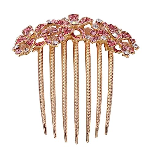 POPETPOP Braut Kamm Pink Haarkämme Für Die Braut Seitenkamm Für Hochzeitshaare Frauen Kopfbedeckung Kopfschmuck Aus Strass Braut Hochzeit Haarkämme Haarkamm Fräulein Legierung Blumen von POPETPOP