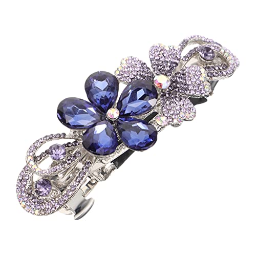 POPETPOP Haarschmuck Haarnadel Feder Haarspange Haarspange Haarspangen Aus Metall Für Damen Blumenhaarspangen Für Frauen Haarklammer Temperament Fräulein Strasssteine Zubehör Violett von POPETPOP