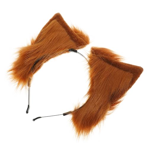 POPETPOP Haarschmuck Katzenfuchs-wolf-ohren Stirnbänder Kopfschmuck Aus Cosplay-ohren Halloween-kopfschmuck Fuchs-ohr-stirnband Haarreif Mit Fuchsohren Damen Plüsch Erwachsener Schal von POPETPOP