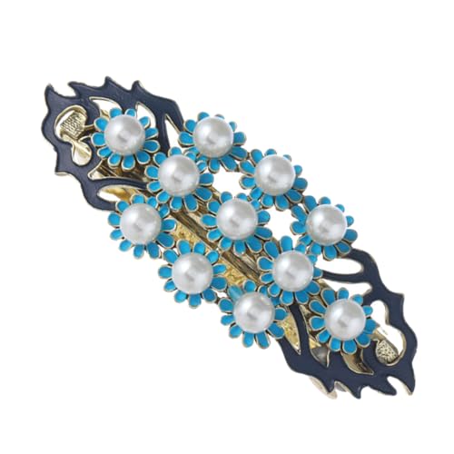 POPETPOP Haarspange Haarschmuck Haarspangen für die Braut Haarspangen damen Retro-Haarspange Blumenhaarsparretts handgefertigte Haarnadel Perlenhaarspangen Legierung Blue von POPETPOP