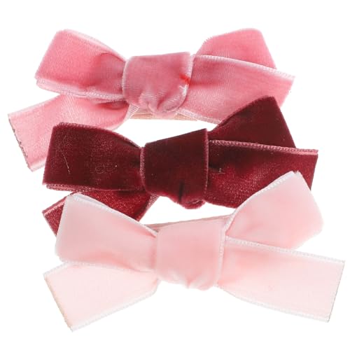 POPETPOP Haarspange Mit Samtschleife: 3 Stück Haarschleifen Krokodilklemmen Niedliche Haarspangen Mit Schleife Haarschmuck Für Mädchen Rosa von POPETPOP