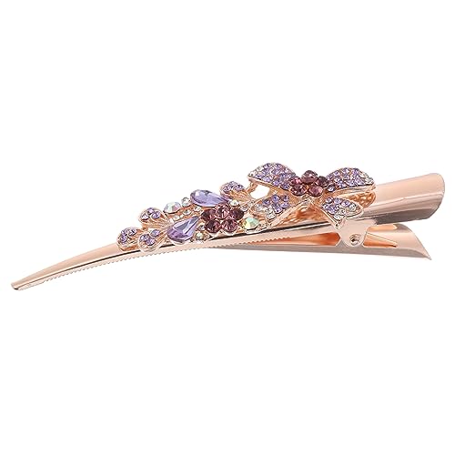 POPETPOP Strass-haarspange Entenschnabel-haarspange Für Mädchen Bling-haarspange Kristall-haarspange Dekorative Haarspange Für Damen Haarschmuck Ausgabekarte Violett Metall Fräulein Diamant von POPETPOP