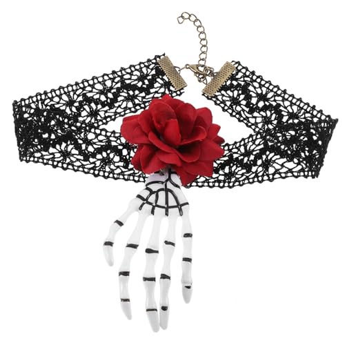 POPETPOP Halloween Choker Halskette Damen Party Schmuck Accessoire Karneval Verstellbar Skull Necklace Dekoration von POPETPOP