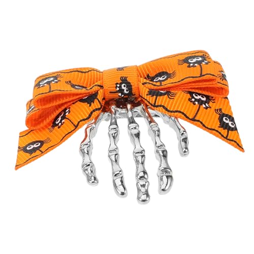 POPETPOP Halloween Haarklammer Gothic Schädel Krallenclip mit Schleife Punk Haarspange Damen Halloween Party Haarschmuck Einzigartiges Retro Design Passend für Cosplay und Alltag von POPETPOP
