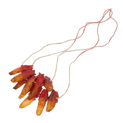 POPETPOP Halloween Zombie Finger Halskette Dunkelrote PVC Deko Anhänger Leicht Tragbar Spukiger Schmuck für Halloween Party Kostüm Zubehör von POPETPOP