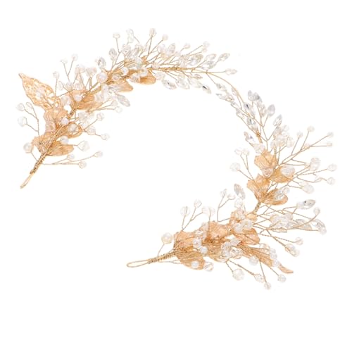 POPETPOP Handgefertigte Braut Perlen Haarnadel mit Elegantem Blattdesign Luxuriöser Hochzeitsschmuck für Frauen Kunstvoll Gearbeiteter Haarschmuck für Besondere Anlässe von POPETPOP