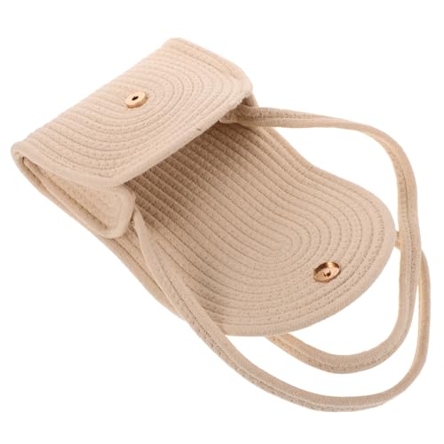 POPETPOP Handgefertigte Kleine Umhängetasche Damen Gehäkelte Strandtasche mit Perlenknopf Handgewebte Sommer Beach Bag Stilvolle Handytasche Crossbody für Alltag und Urlaub von POPETPOP