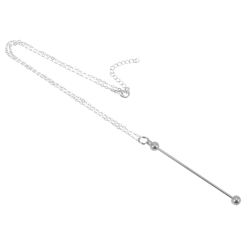 POPETPOP Handgefertigte Silber Perlenkette Damen Zarte Strickpullover Kette Modische Halskette für Besondere Anlässe und Alltagslook mit Trendigem Design von POPETPOP