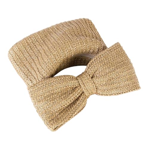 POPETPOP Handgefertigte Strohtasche Damen Handtasche mit Schleife Leichte Sommer Clutch Handgewebte Umhängetasche Vielseitige Strandtasche für Alltag und Reisen Khaki von POPETPOP