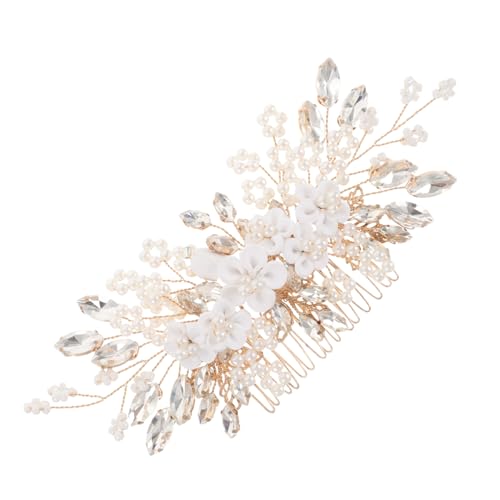 POPETPOP Handgefertigter Braut Haarschmuck Perlen Haarkamm mit Blumen Strass Vintage Kopfschmuck für Hochzeit Damen Haarspange für Festliche Frisuren POPETPOP Handgefertigter Braut Haarschmuck Perlen Haarkamm mit Blumen Strass Vintage Kopfschmuck für Hochzeit Damen Haarspange für Festliche Frisuren von POPETPOP