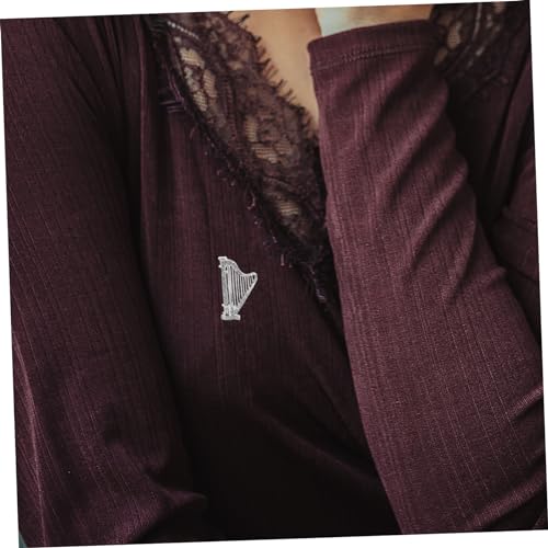 POPETPOP Harfen Brosche Kristallverzierung Vintage Anstecknadel für Damen und Herren Reversnadel für Anzug und Kleidung Stilvolles Musik Instrument Accessoire von POPETPOP