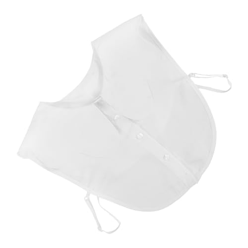 POPETPOP Hemd mit Abnehmbarem Fake Chiffon für Damen Eleganter Rundhals Krageneinsatz Vielseitiges Layering Accessoire für Outfits Freizeitlooks Weißes Design von POPETPOP