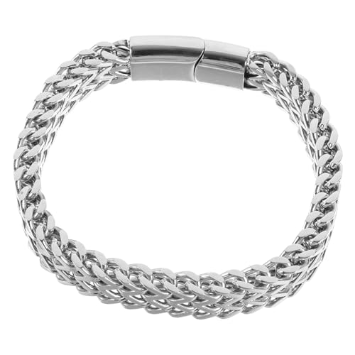 POPETPOP Herren Armband Edelstahl Hip Hop Bangle mit Robustem Verschluss Offen Tragbare Punk Handkette Modisches Langlebiges Schmuckstück für Alltag und Party von POPETPOP