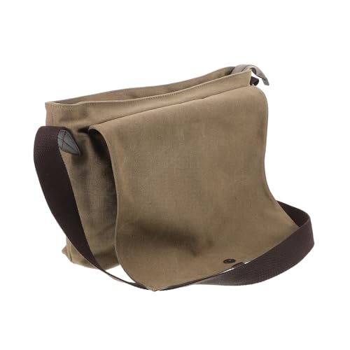 POPETPOP Herren Canvas Umhängetasche Leichte Crossbody Schultertasche Vielseitig Funktional Robust Alltagstasche für Männer Modischer Messenger Bag in Khaki von POPETPOP