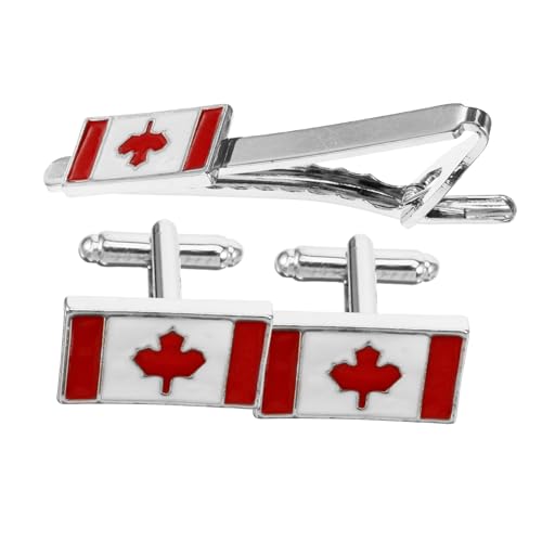 POPETPOP Herren Krawattenklammer Set Metall mit Flagge Manschettenknöpfe und Krawattennadel Langlebig Dekorativ für Business und Festliche Anlässe von POPETPOP