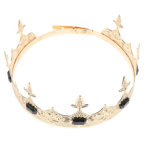 POPETPOP Herren Krone Metall Königliche Runde Geburtstagskrone Gothic Tiara Haarband für Besondere Anlässe Wie Hochzeit Party und Cosplay von POPETPOP
