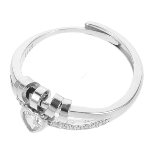 POPETPOP Herz Ring mit Funkelnden Strasssteinen Verstellbar Doppellagiges Design Modischer Damenring als für Mädchen und Muttertagsgeschenk von POPETPOP