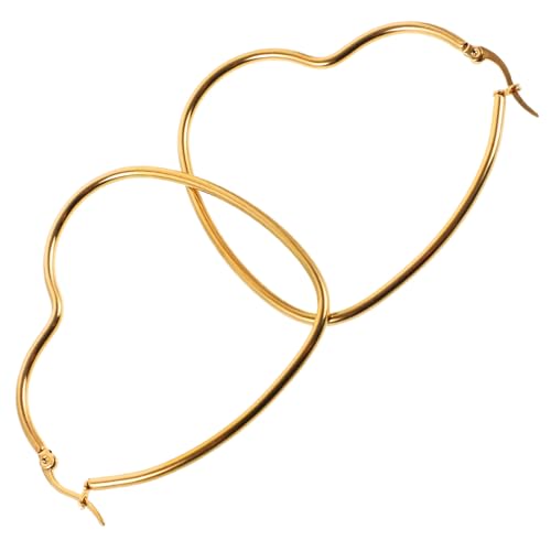 POPETPOP Herzförmige Creolen Ohrringe Damen Vergoldet Statement Ohrschmuck Elegant Alltag und Fest von POPETPOP