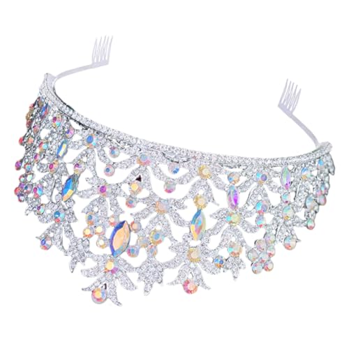 POPETPOP Hochzeit Braut Tiara Haarreif mit Strasssteinen Leichtes Diadem für Brautschmuck Party Festzug und Geburtstagsfeier Silberfarbenes Bridal Headpiece von POPETPOP