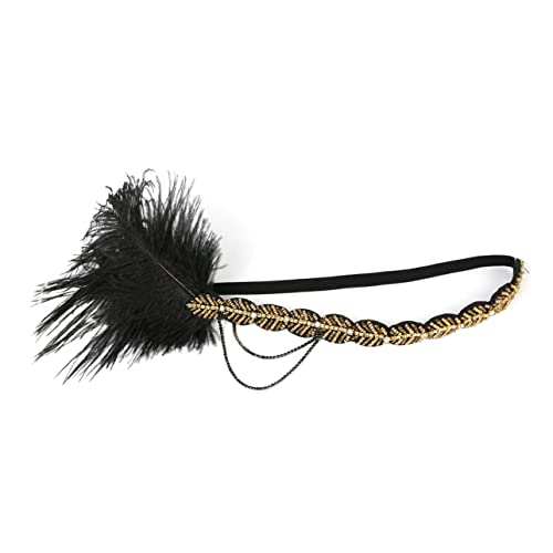 POPETPOP Hochzeits-feder-stirnband 1920er Abschlussball- Kopfbedeckung Stirnband Mit Flapper-federn Halloween- Feder- Kopfschmuck 20er Brauthaarteil Haarschmuck Gatsby Damen Kleid Kristall von POPETPOP